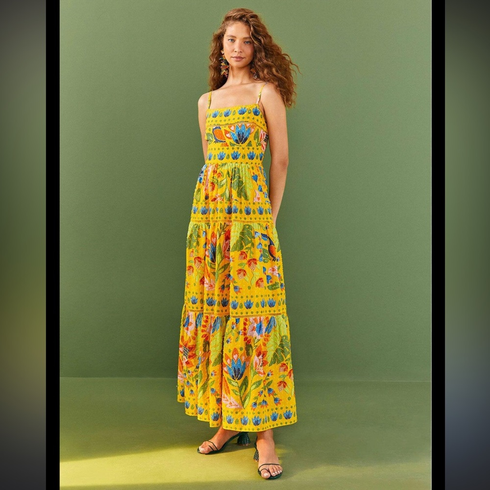 Farm Rio Yellow Summer Garden Dress S